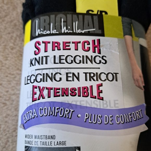 New! Nicole Miller Leggings 2 Pack Size Small Black Stretch Pants Cotton - Picture 5 of 10